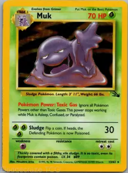 Muk 13/62 Holo Rare Fossil Pokemon NM - Image 1