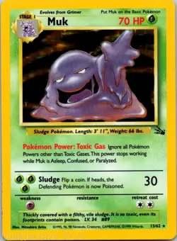 Muk 13/62 Holo Rare Fossil Pokemon LP - Image 1