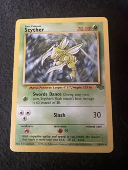 POKEMON TCG SCYTHER JUNGLE NON HOLO RARE CARD 26/64 ~ NM - Image 1
