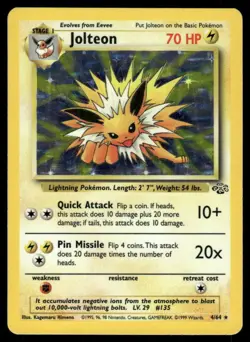Pokemon Cards Jolteon 4/64 Unlimited Holo Jungle Holo Rare *eBay Live* - Image 1