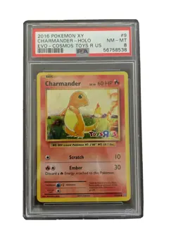 2016 XY Evolutions Charmander Toys R Us Cosmos 9/108 Pokemon Card PSA 8 NM-MT - Image 1