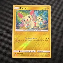Pokemon Plusle 33/73 Shining Legends Basic 2017 HP70 10+ Holo English Card - Image 1