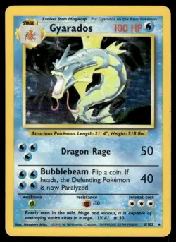 Pokemon Cards Gyarados 6/102 Base Set Rare *eBay Live* 1 - Image 1