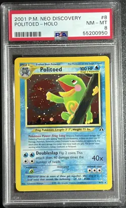 2001 Pokemon Neo Discovery Politoed Holo #8 PSA 8 - Image 1