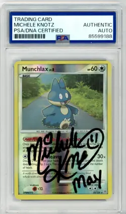 PSA Signed Michele Knotz Pokemon Munchlax 33/130 Diamond and Pearl Reverse Holo - Image 1