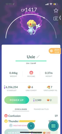 Pokemon Go Legendary Uxie ( Normal ) ( Reduced) - Image 1