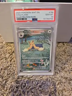 STOUTLAND PSA 10 2025 POKEMON WHITE FLARE WHT EN #156/086 ILLUSTRATION RARE - Image 1