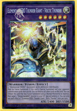 Yugioh! Elemental HERO Thunder Giant - Voltic Thunder MZMU-EN029 (CR) 1st Ed - Image 1