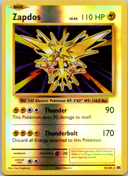 2016 Pokemon Zapdos Reverse Holo 42/108 XY Evolutions - Image 1