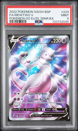2022 POKEMON SWSH BLACK STAR PROMO #229 FULL ART/MEWTWO V PSA 9 - Image 1