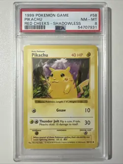 Pokemon PSA 8 Pikachu (Red Cheeks) 058/102 Base Set (Shadowless) Regular - Image 1