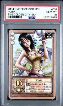 PSA 10 2004 BANDAI ONE PIECE CCG JAPANESE THE GOLDEN CITY IN THE SKY ROBIN C16 - Image 1