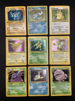 Vintage Holo Rare Pokemon Cards WOTC Era Base Set, Fossil, Jungle, Scyther MP/HP - Image 1