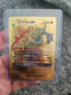 Greninja GX Rainbow Gold Foil Fan Art Vinyl Textured Collector Pokemon Card - Image 1