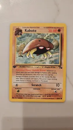 Pokemon TCG Kabuto Fossil 1st Edition Common Card 50/62 NM/LP - Image 1