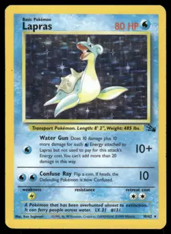 Pokemon Cards Lapras 10/62 Unlimited Holo Fossil Holo Rare *eBay Live* 1 - Image 1