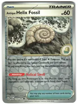 Antique Helix Fossil 153/165 Reverse Holo SV: Scarlet & Violet 151 Pokemon TCG - Image 1