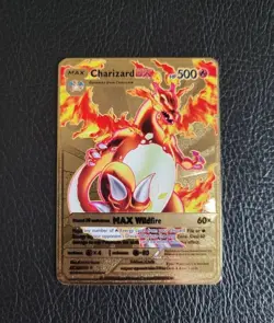 Pokemon Charizard DX 52/100 Gold Metal Pokemon Card Max Wildfire HP500 - Image 1