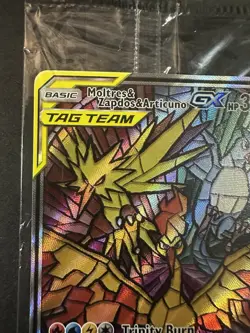 Well Centered Pokemon Moltres Zapdos Articuno GX SM210 StainedGlass Promo Sealed - Image 2