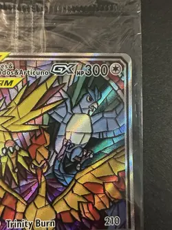 Well Centered Pokemon Moltres Zapdos Articuno GX SM210 StainedGlass Promo Sealed - Image 3