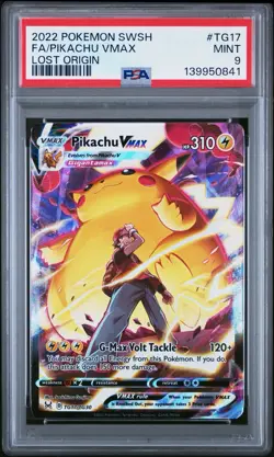 2022 POKEMON SWORD & SHIELD LOST ORIGIN #TG17 FULL ART/PIKACHU VMAX PSA 9 - Image 1