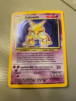 Pokemon Base Set 1/102 Alakazam Holo Rare LP - Image 1