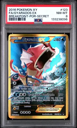 2016 POKEMON XY BREAKPOINT PORTUGUESE-SECRET #123 FULL ART/GYARADOS EX PSA 8 - Image 1