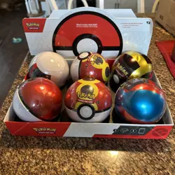 6 Pokeball Tins New E25 Sealed With Display Box 18 Booster Packs Pokemon Tcg - Image 1