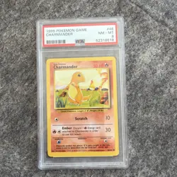1999 POKEMON GAME BASE SET UNLIMITED #46 CHARMANDER PSA 8 - Image 1