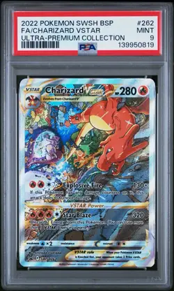 2022 POKEMON SWSH ULTRA-PREMIUM COLLECTION #262 FULL ART/CHARIZARD VSTAR PSA 9 - Image 1