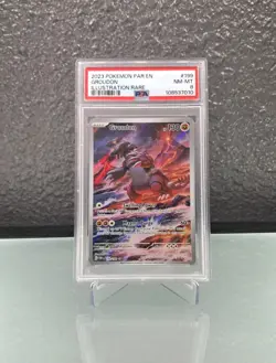 Pokemon Groudon Illustration Rare 199/182 Paradox Rift 2023 PSA 8 - Image 1