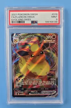 2021 Pokemon Sword & Shield Evolving Skies PSA 9 Flareon VMAX Full Art #018/203 - Image 1
