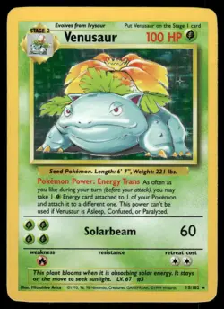 Pokemon Cards Venusaur 15/102 Base Set Rare *eBay Live* - Image 1