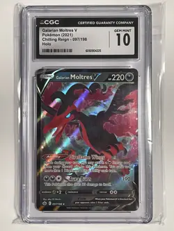 2021 Pokemon Sword and Shield Chilling Reign Galarian Moltres V 097/198 CGC 10 - Image 1