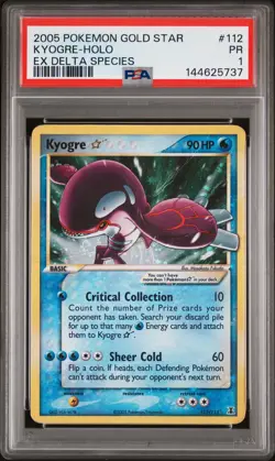 2005 POKEMON EX DELTA SPECIES GOLD STAR #112 KYOGRE-HOLO PSA 1 - Image 1