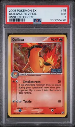 2005 POKEMON EX UNSEEN FORCES #45 QUILAVA-REVERSE FOIL PSA 7 - Image 1