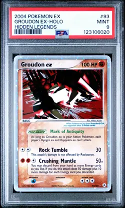 2004 POKEMON EX HIDDEN LEGENDS #93 GROUDON EX-HOLO PSA 9 - Image 1