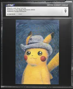 2023 CGC 9 Graded Pokemon Pikachu With Grey Felt Hat Pokemon Center Postcard - Image 1