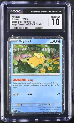 2025 CGC 10 Graded Pokemon Psyduck 007 Mega Evolution 3-pack Blister - Image 1