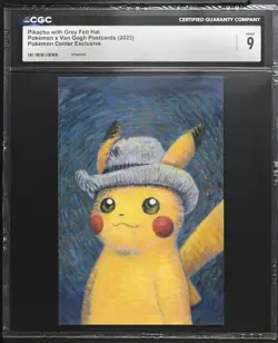 2023 CGC 9 Graded Pokemon Pikachu With Grey Felt Hat Pokemon Center Postcard - Image 1