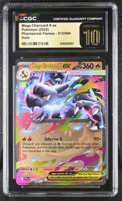 2025 CGC 10 Graded Pokemon Mega Charizard X EX 013/094 Holo Phantasmal Flames - Image 1