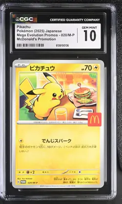 2025 CGC 10 Graded Pokemon Pikachu 020/m-p Mcdonald's Promotion Japanese - Image 1