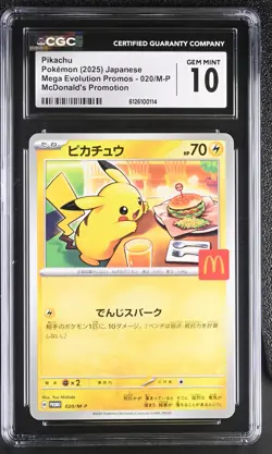 2025 CGC 10 Graded Pokemon Pikachu 020/m-p Mcdonald's Promotion Japanese - Image 1