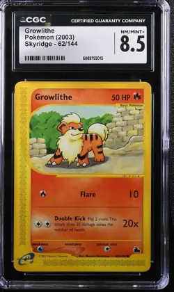 2003 CGC 8.5 Graded Pokemon Growlithe 62/144 Skyridge - Image 1