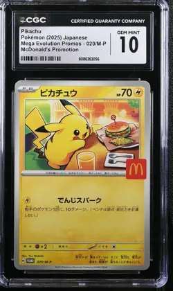 2025 CGC 10 Graded Pokemon Pikachu 020/m-p Mcdonald's Promotion Japanese - Image 1