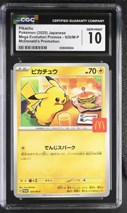 2025 CGC 10 Graded Pokemon Pikachu 020/m-p Mcdonald's Promotion Japanese - Image 1