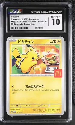 2025 CGC 10 Graded Pokemon Pikachu 020/m-p Mcdonald's Promotion Japanese - Image 1
