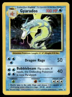 Pokemon Cards Gyarados 6/102 Base Set Rare *eBay Live* 2 - Image 1