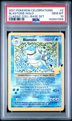 2021 POKEMON CELEBRATIONS CLASSIC COLL #2 BLASTOISE-HOLO PSA 10 - Image 1