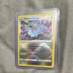 Radiant Eevee SWSH230 Radiant Holo Basic 90HP 50 Attack Pokemon GO Card English - Image 1